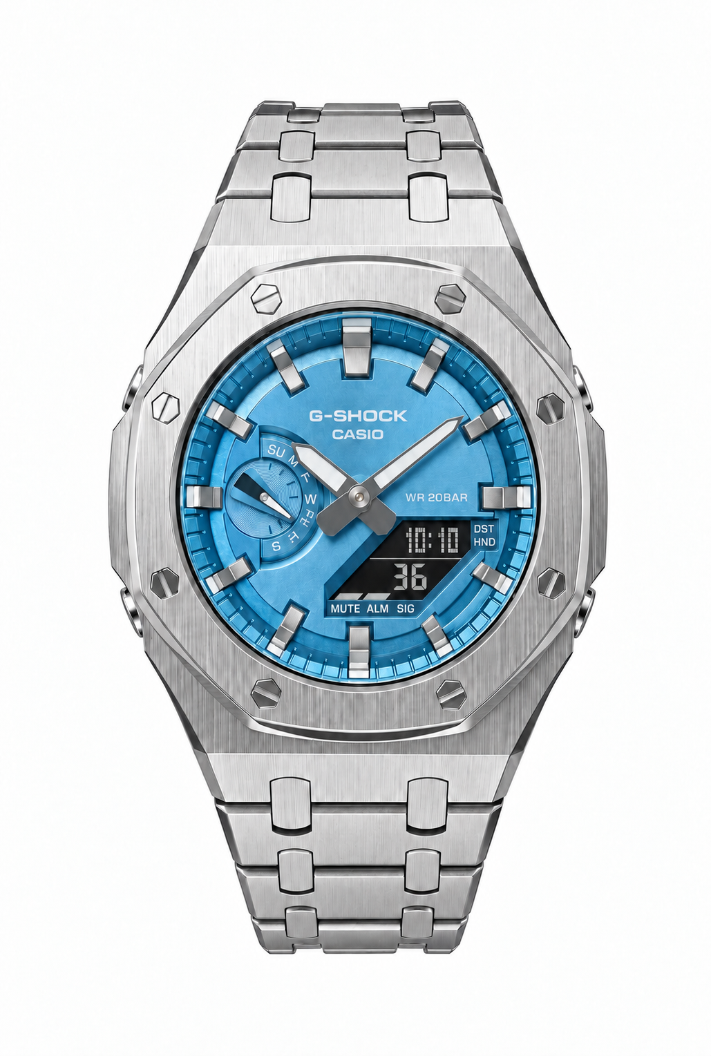 Glacial Oak - Steel Strap Glacier Blue Dial Casioak Mod